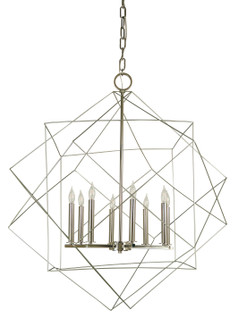Etoile Eight Light Foyer Chandelier in Satin Pewter w/Polished Nickel (8|4708 SP/PN)