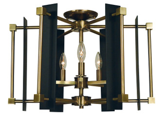 Louvre Five Light Flush / Semi-Flush Mount in Antique Brass w/Matte Black Accents (8|4803 AB/MBLACK)