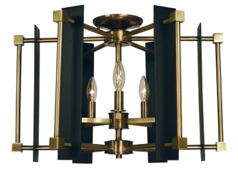 Louvre Five Light Flush / Semi-Flush Mount in Antique Brass w/Matte Black Accents (8|4803 AB/MBLACK)