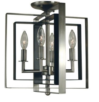 Symmetry Four Light Flush / Semi-Flush Mount in Antique Brass w/Matte Black Accents (8|4861 AB/MBLACK)
