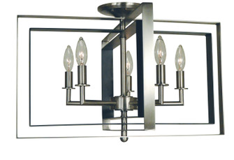 Symmetry Five Light Flush / Semi-Flush Mount in Antique Brass w/Matte Black Accents (8|4862 AB/MBLACK)