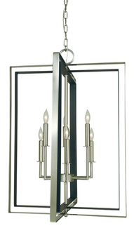 Symmetry Six Light Chandelier in Polished Nickel w/Matte Black (8|4865 PN/MBLACK)