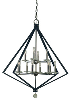 Ice 12 Light Chandelier in Polished Nickel w/Matte Black Accents (8|4922 PN/MBLACK)