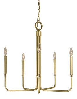 Lara Five Light Chandelier in Satin Brass with Polished Brass Accents (8|4955 SB/PB)