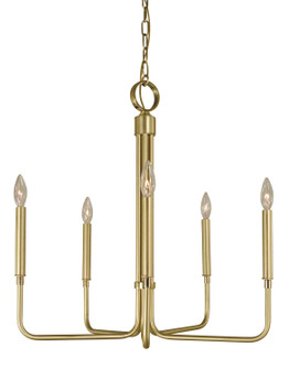 Lara Five Light Chandelier in Satin Brass w/Polished Brass Accents (8|4955 SB/PB)
