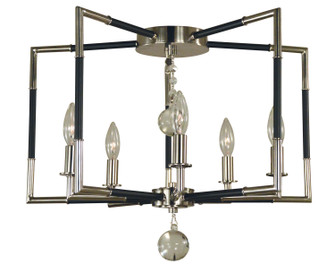 Felicity Five Light Flush / Semi-Flush Mount in Polished Nickel w/Matte Black Accents (8|5040 PN/MBLACK)