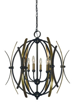 Monique Six Light Chandelier in Mahogany Bronze w/Antique Brass Accents (8|5055 MB/AB)