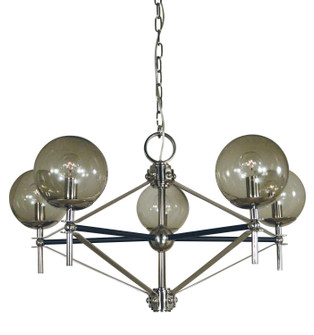 Calista Five Light Chandelier in Polished Nickel w/Matte Black Accents (8|5065 PN/MBLACK)