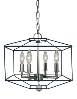 Isabella Four Light Dual Mount Chandelier in Polished Nickel w/Matte Black Accents (8|5304 PN/MBLACK)