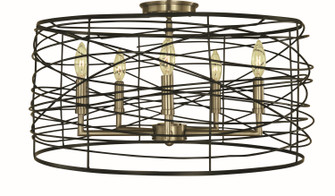 Boca Five Light Flush/Semi-Flush Mount in Brushed Brass/Matte Black (8|5618 BR/MBLACK)
