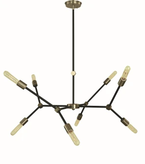 Kinetic Eight Light Chandelier in Antique Brass/Matte Black (8|5632 AB/MBLACK)