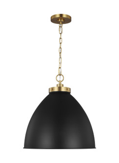 Wellfleet One Light Pendant in Midnight Black and Burnished Brass (454|CP1301MBKBBS) Wellfleet One Light Pendant in Midnight Black and Burnished Brass (454|CP1301MBKBBS)