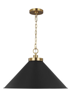 Wellfleet One Light Pendant in Midnight Black and Burnished Brass (454|CP1311MBKBBS)