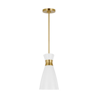 Heath One Light Pendant in Matte White and Burnished Brass (454|EP1221MWTBBS)