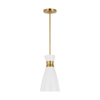 Heath One Light Pendant in Matte White and Burnished Brass (454|EP1221MWTBBS)