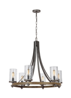 Angelo Six Light Chandelier in Distressed Weathered Oak / Slate Grey Metal (454|F3134/6DWK/SGM)