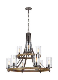 Angelo Nine Light Chandelier in Distressed Weathered Oak / Slate Grey Metal (454|F3135/9DWK/SGM)