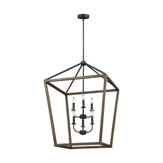Gannet Six Light Chandelier in Weathered Oak Wood / Antique Forged Iron (454|F3192/6WOW/AF)