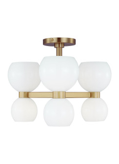 Londyn Six Light Semi Flush Mount in Burnished Brass with Milk White Glass (454|KSF1036BBSMG)