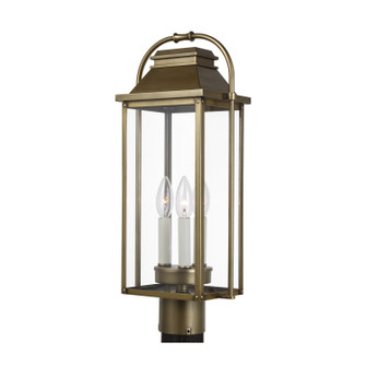 Wellsworth Three Light Post Lantern in Painted Distressed Brass (454|OL13207PDB)