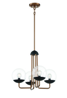Outer Limits Four Light Chandelier in Painted Bronze With Natural Brushed Brass (42|P1504-416)
