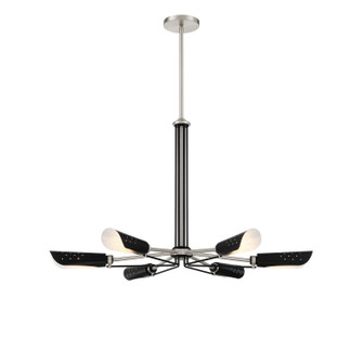 Turbine Six Light Chandelier in Brushed Nickel and Coal Highlights (42|P1696-691)