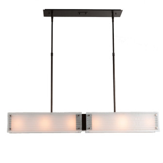 Textured Glass Six Light Linear Chandelier in Matte Black (404|PLB0044-44-MB-FR-001-E2) Textured Glass Six Light Linear Chandelier in Matte Black (404|PLB0044-44-MB-FR-001-E2)
