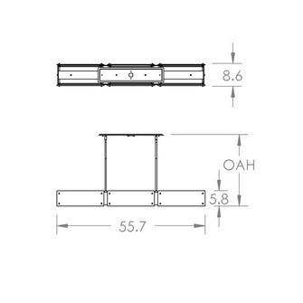 Textured Glass Six Light Linear Chandelier in Gunmetal (404|PLB0044-56-GM-FG-001-E2)