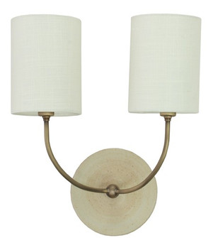 Scatchard Two Light Wall Lamp in Oatmeal And Antique Brass (30|GS775-2-ABOT)