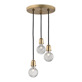 Marlow Three Light Pendant in Aged Brass (70|1103-AGB)