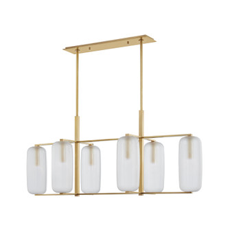Pebble Six Light Island Pendant in Aged Brass (70|3476-AGB)