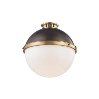 Latham One Light Flush Mount in Aged Brass/Distressed Bronze (70|4015-ADB)