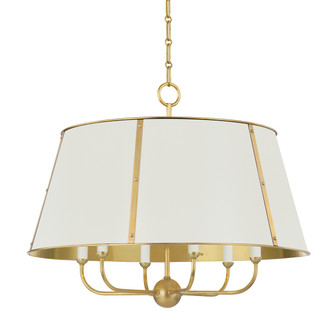 Cambridge Six Light Chandelier in Aged Brass/Off White (70|MDS121-AGB/OW) Cambridge Six Light Chandelier in Aged Brass/Off White (70|MDS121-AGB/OW)