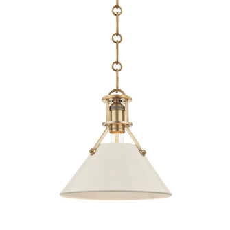 Painted No. 2 One Light Pendant in Aged Brass (70|MDS351-AGB/OW)