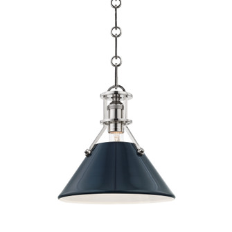 Painted No.2 One Light Pendant in Polished Nickel/Darkest Blue (70|MDS351-PN/DBL)