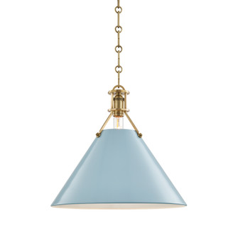 Painted No.2 One Light Pendant in Aged Brass/Blue Bird (70|MDS352-AGB/BB)