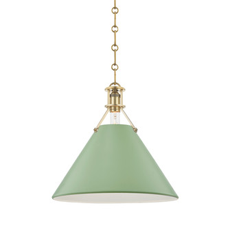 Painted No. 2 One Light Pendant in Aged Brass (70|MDS352-AGB/LFG)