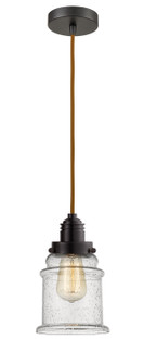 Winchester One Light Mini Pendant in Oil Rubbed Bronze (405|100OB-10CR-2H-OB-G184)