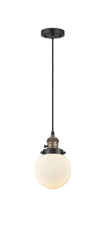 Franklin Restoration One Light Mini Pendant in Black Antique Brass (405|201CSW-BAB-G201-6)