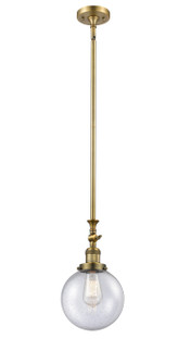 Franklin Restoration One Light Mini Pendant in Brushed Brass (405|206-BB-G204-8)
