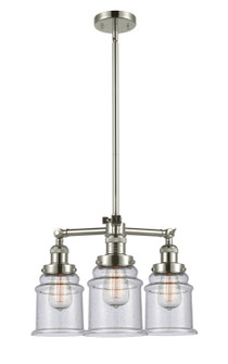 Franklin Restoration Three Light Chandelier in Polished Nickel (405|207-PN-G184)