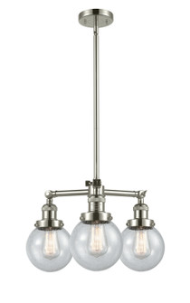 Franklin Restoration Three Light Chandelier in Polished Nickel (405|207-PN-G204-6)