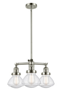 Franklin Restoration Three Light Chandelier in Polished Nickel (405|207-PN-G324)
