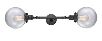 Franklin Restoration Two Light Bath Vanity in Matte Black (405|208L-BK-G202-8)