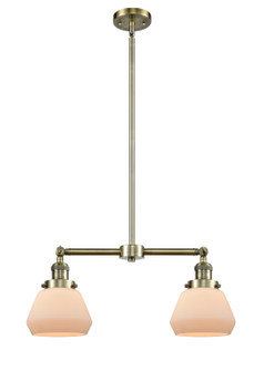 Franklin Restoration Two Light Island Pendant in Antique Brass (405|209-AB-G171)