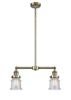 Franklin Restoration Two Light Island Pendant in Antique Brass (405|209-AB-G184S)