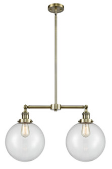 Franklin Restoration Two Light Island Pendant in Antique Brass (405|209-AB-G202-10)