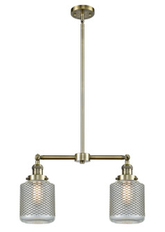 Franklin Restoration Two Light Island Pendant in Antique Brass (405|209-AB-G262)