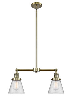 Franklin Restoration Two Light Island Pendant in Antique Brass (405|209-AB-G64)