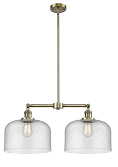 Franklin Restoration Two Light Island Pendant in Antique Brass (405|209-AB-G74-L)